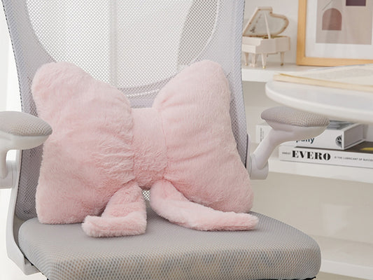 Soft Furry Bow Throw Pillows Bowknot Plush Pillow Stuffed Bow Lumbar Pillow