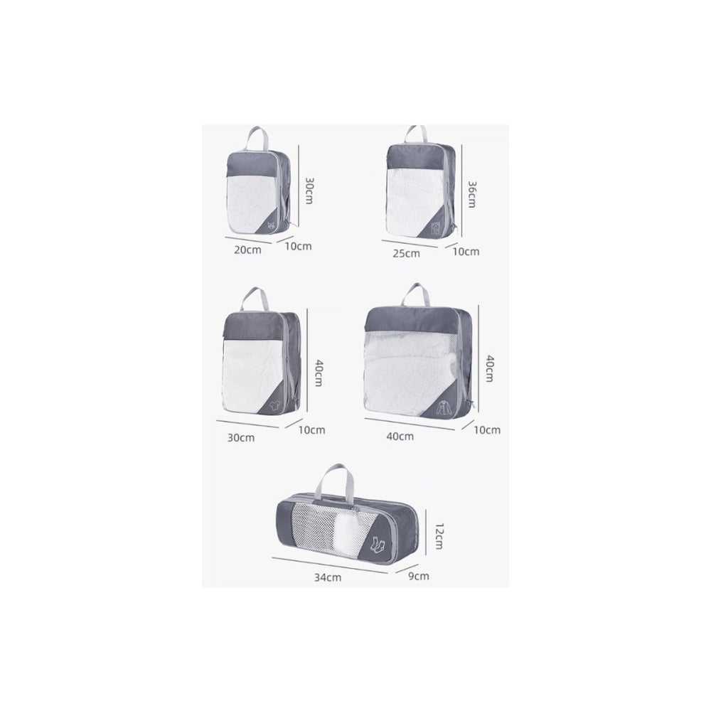 Ultimate 5-Piece Travel Zipper Compression Packing Bags Set