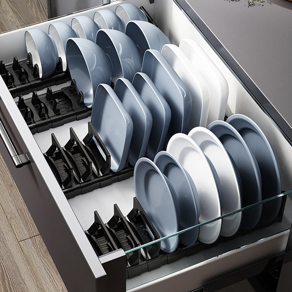Aluminum Adjustable Cabinet Dish Storage Shelf with Removable Card Slot