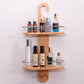 2 Tier Bamboo Shower Caddy with Drain Holes Hanging Organizer for Bathroom