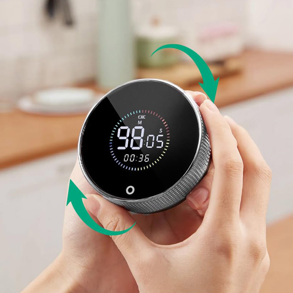 Attachable Rotary Digital Kitchen Timer with Large LED Display Visual Countdown for Cooking Study