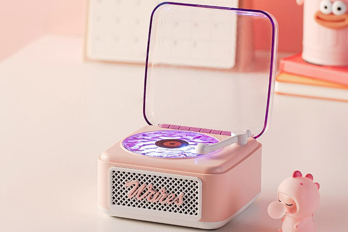 Record Player Shaped Bluetooth Speaker White Noise Projection Lamp