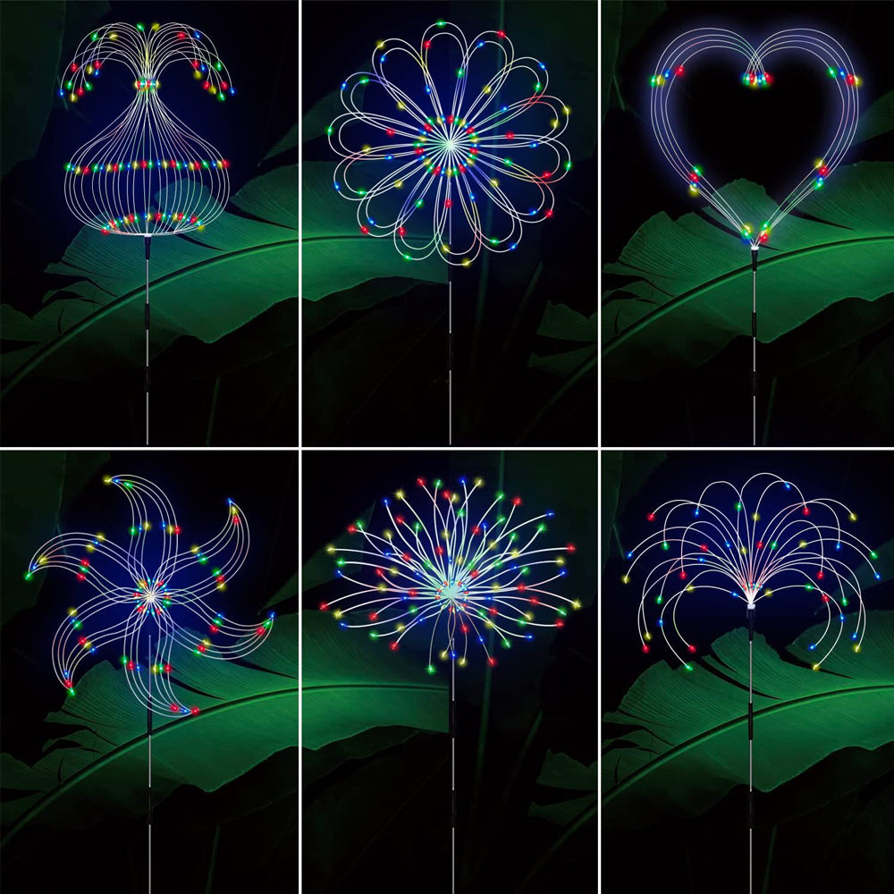 5Pcs Solar Firework Lights Water-resistant Outdoor Stake Lights