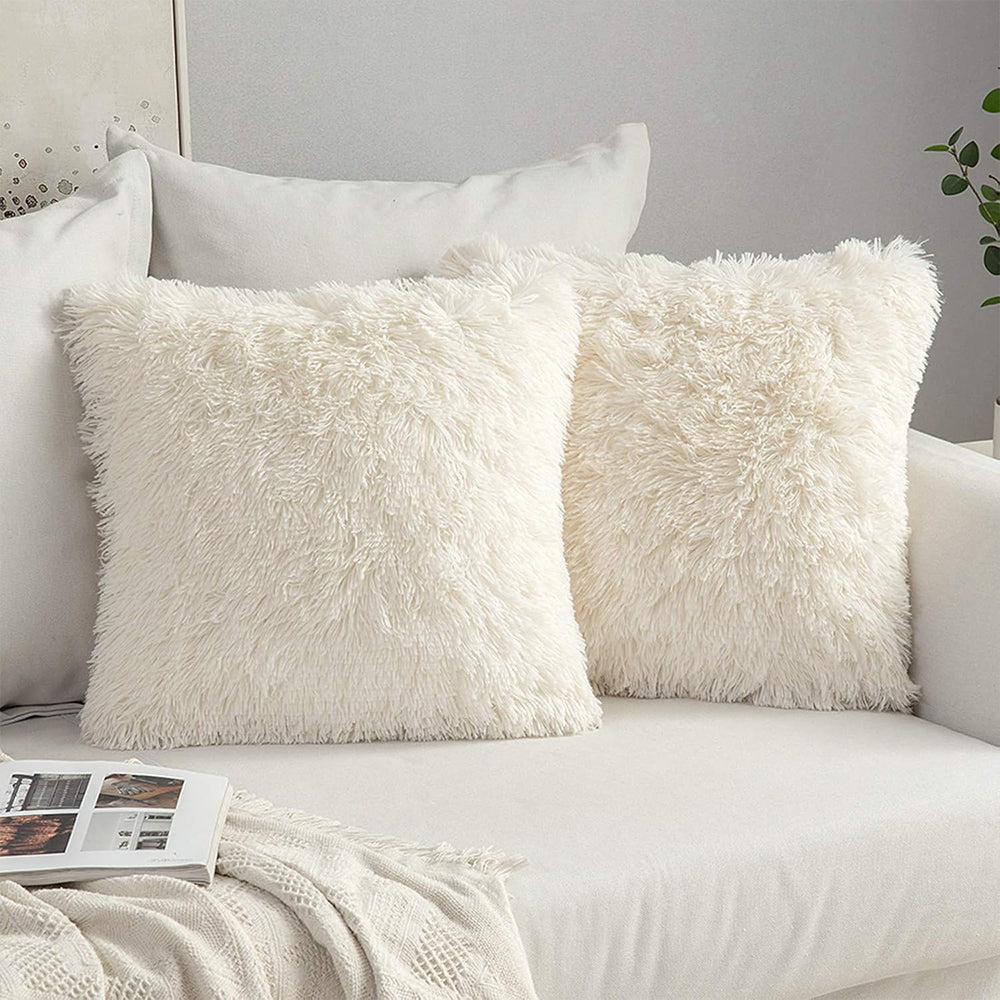 Two-Pack Plush Square Cushion Cases Pillow Covers