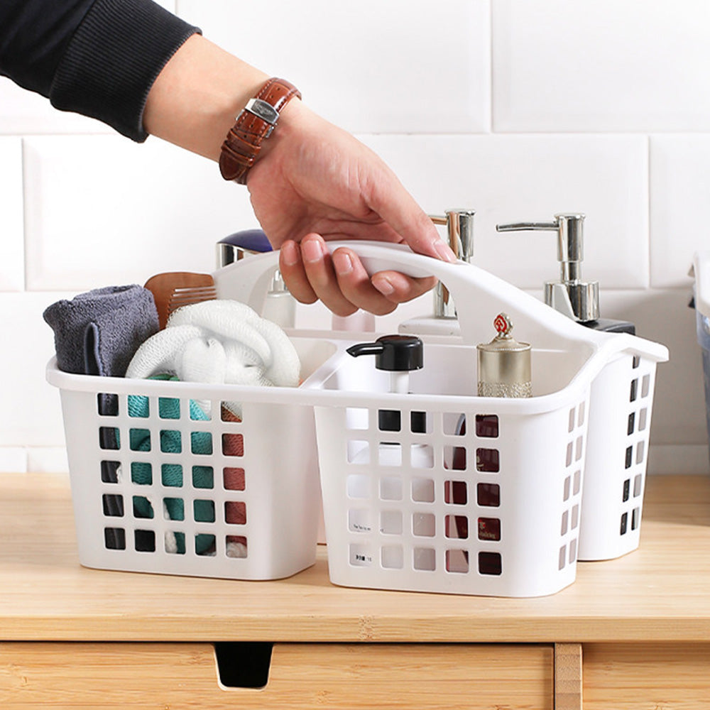4 PCS Shower Caddy with Handle 3 Compartments Plastic Organizer Basket for Bathroom Kitchen