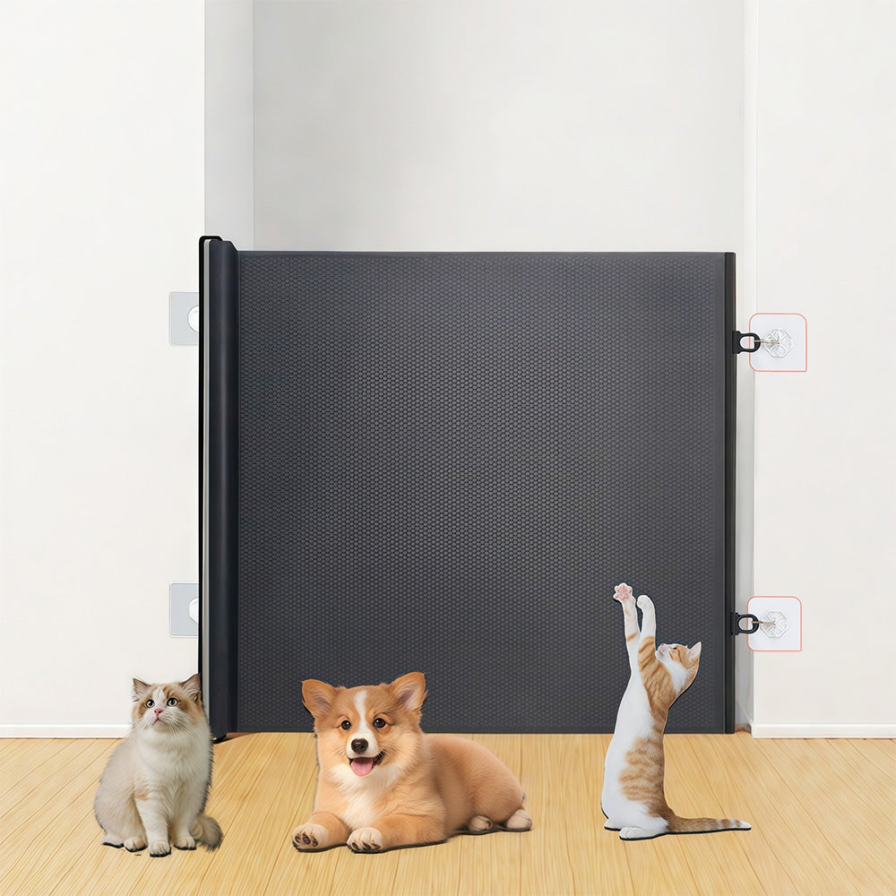 Retractable Pet Gate No Drill Barrier for Dogs and Cats Indoor Outdoor Use