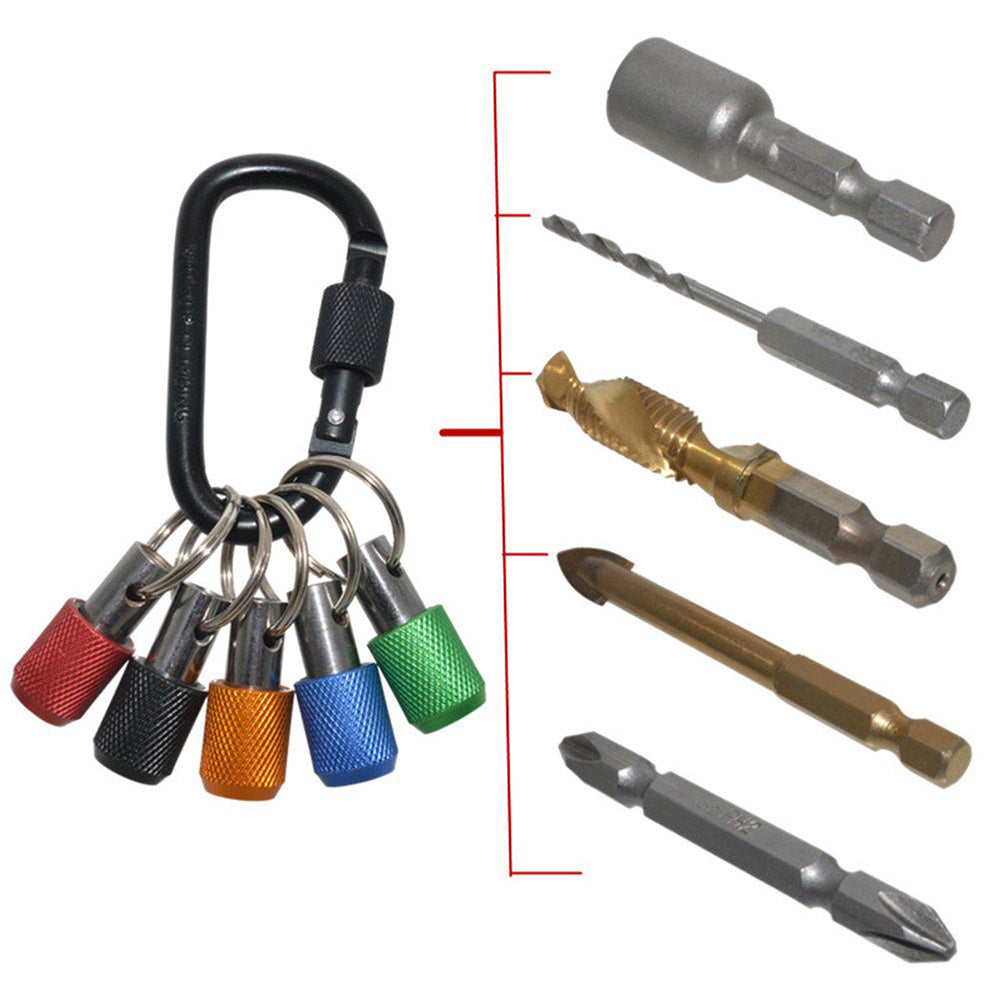 5Pcs 1/4inch Hex Shank Quick Release Keychain Screwdriver Bit Holder Set