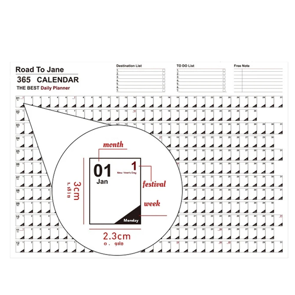 2Pcs Annual Wall Daily Schedule Countdown Calenders