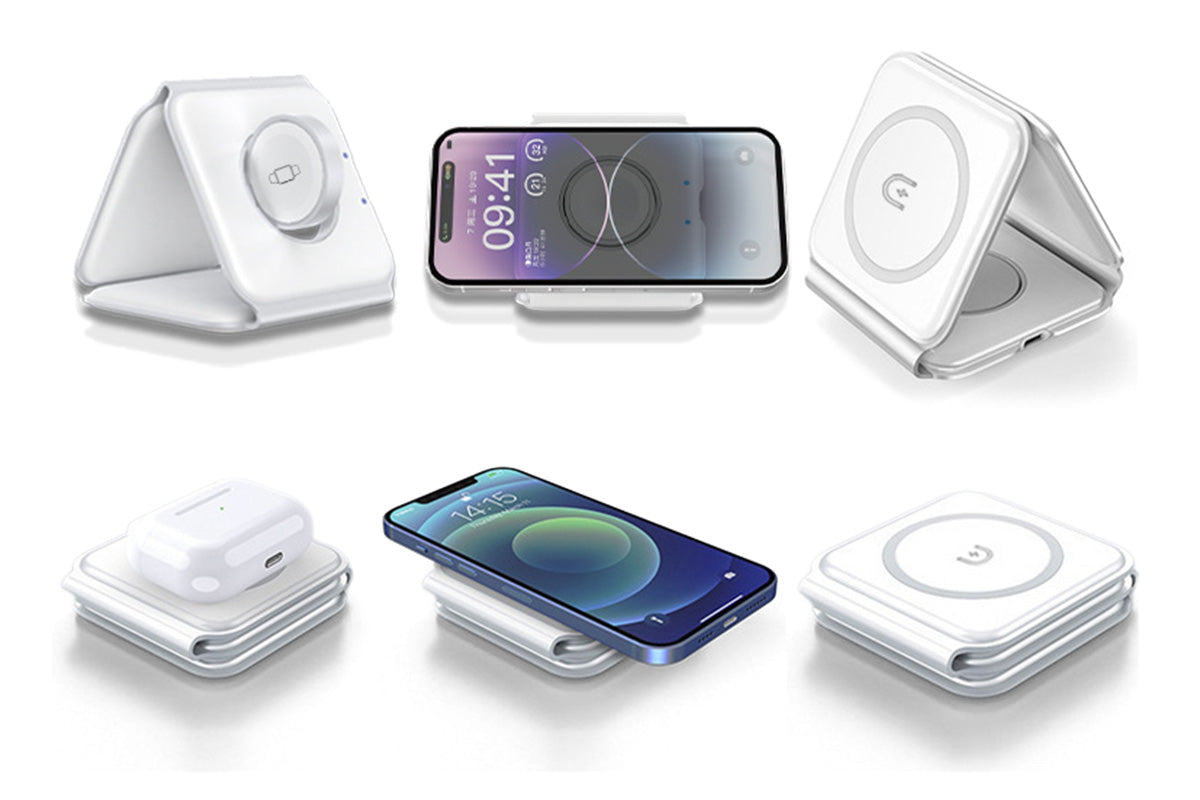 3 in 1 Foldable Wireless Charging Base for iPhone 16 15 14 13 12 Pro Max Plus Apple Watch and AirPods