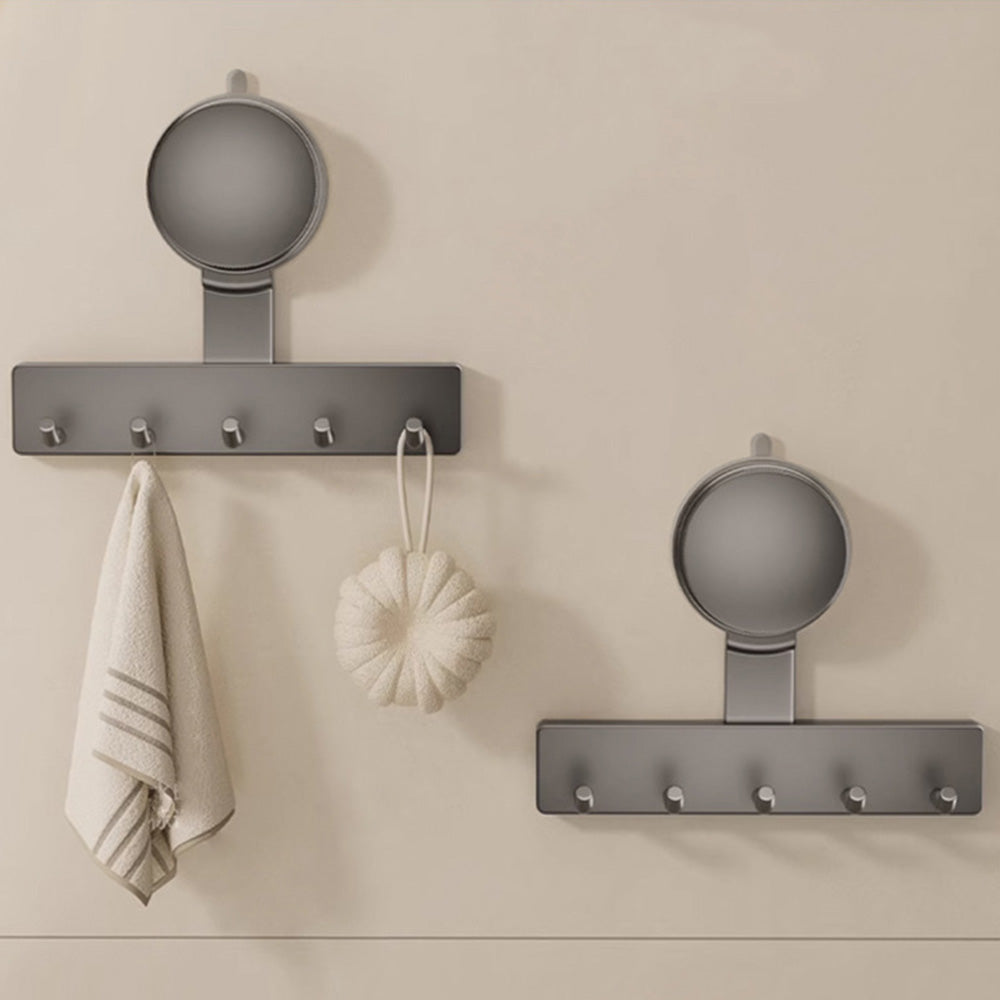 5 Hook Suction Cup Towel Rack Wall Mounted No Drill Bathroom Holder for Shower