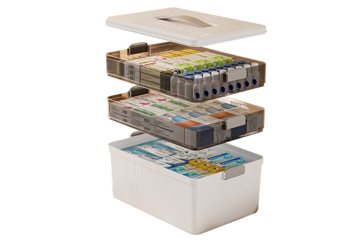 3 Tier Portable Medicine Storage Box Large Capacity Empty First Aid Cabinet for Home