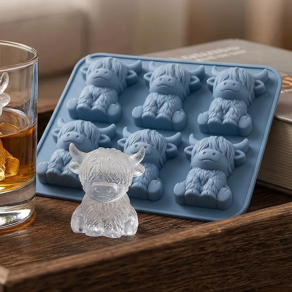 2 Pack 6 Cavity Silicone Highland Cow Ice Cube Molds