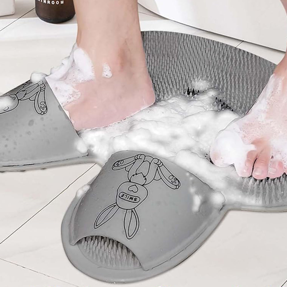 Shower Foot Scrubber Mat Rabbit-Shaped Silicone Foot Scrubber Pad