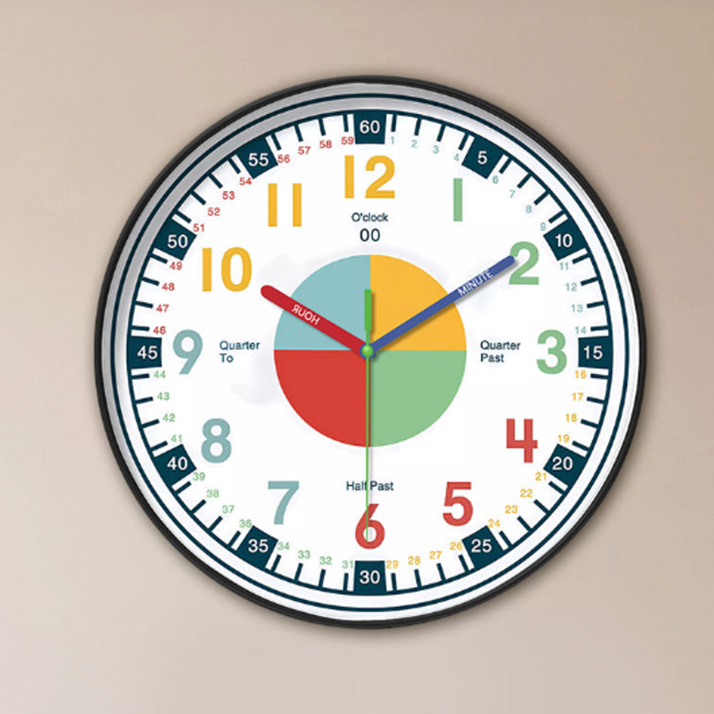 30.5CM Learning Clock for Kids Multicoloured Telling Time Teaching Clock
