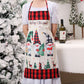 Christmas Sleeveless Kitchen Cooking Aprons-Plaid Hat