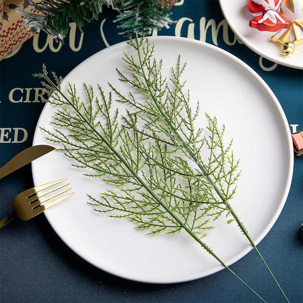 50Pcs Artificial Green Pine Needles Branches Plastic Pine Twigs Stems Picks