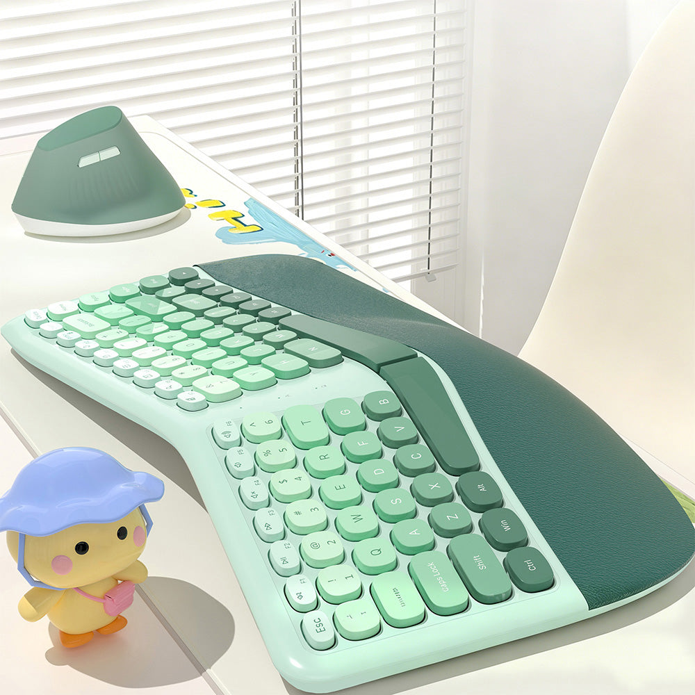 2.4G Wireless Keyboard and Mouse Set with Ergonomic Design 84 Key Keyboard and 6 Button Mouse