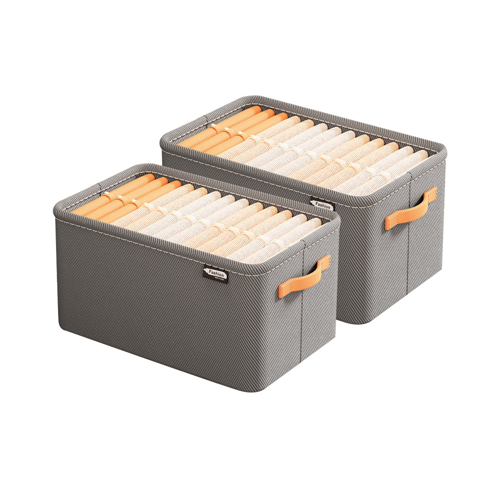 2Pcs Clothing Storage Box Steel Frame Drawer Organizer with Handles