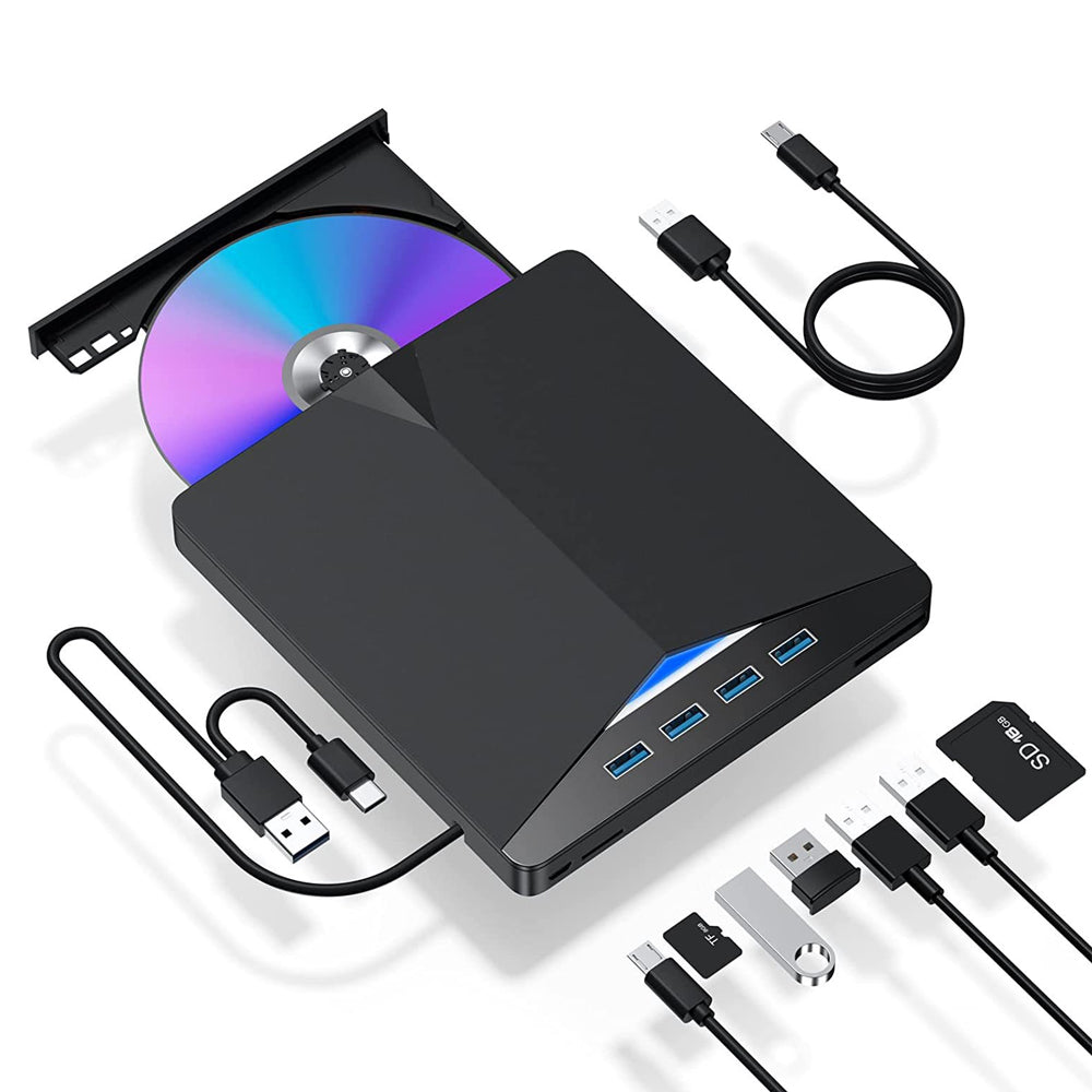 2Pcs External CD/DVD Drive USB 3.0 Ultra-Slim Portable Burner