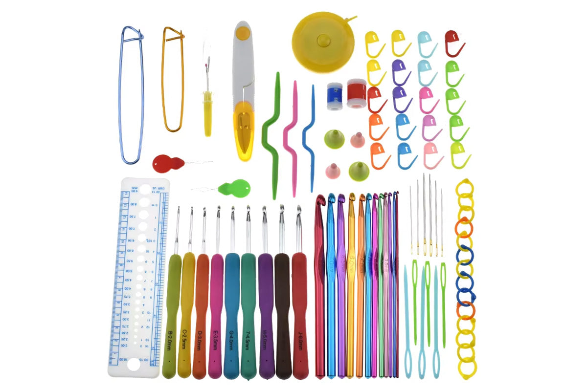 72-Piece Crochet Hooks Set with Knitting Needles and Sewing Tools for DIY with Storage Bag