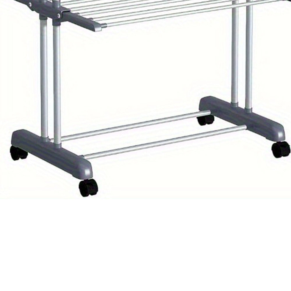 4 Tier Foldable Clothes Drying Rack with Wheels and Storage Hooks