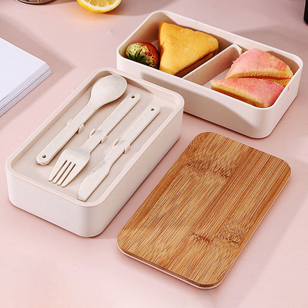 Bento Box 2 Layer Stackable Leak-Proof Japanese Lunch Box with Spoon Fork