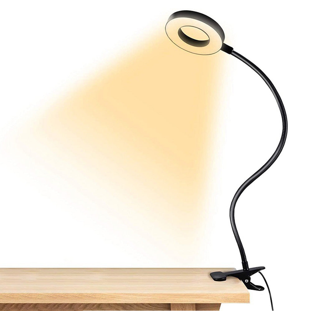 Desk Light USB LED Reading with Clip Dimmable Table Lamp Clip Bed Lamp