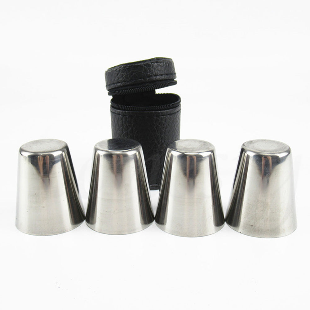 30ml Stainless Steel Shot Cup Set with PU Carry Pouch for Travel