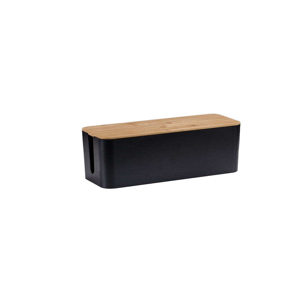 Bamboo Lid Cable Management Storage Box for Home and Office