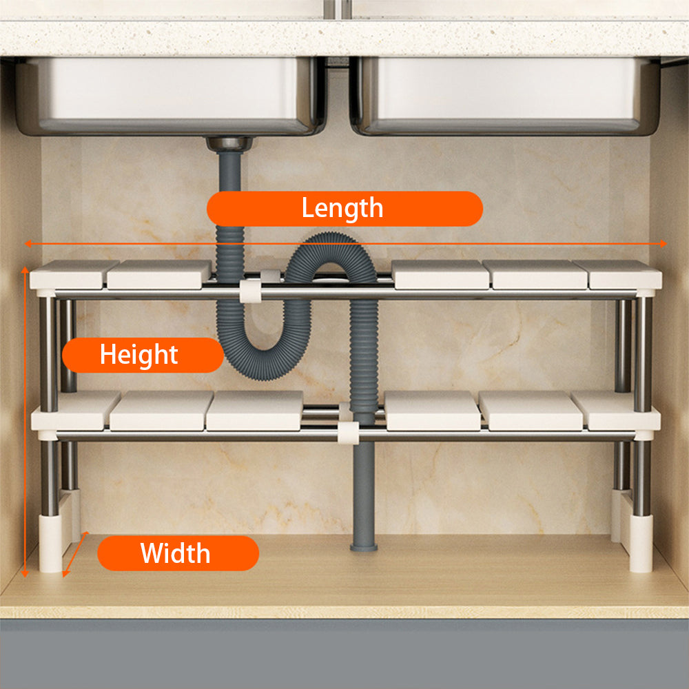 Detachable and Adjustable Under Sink Organizer-Double Tires