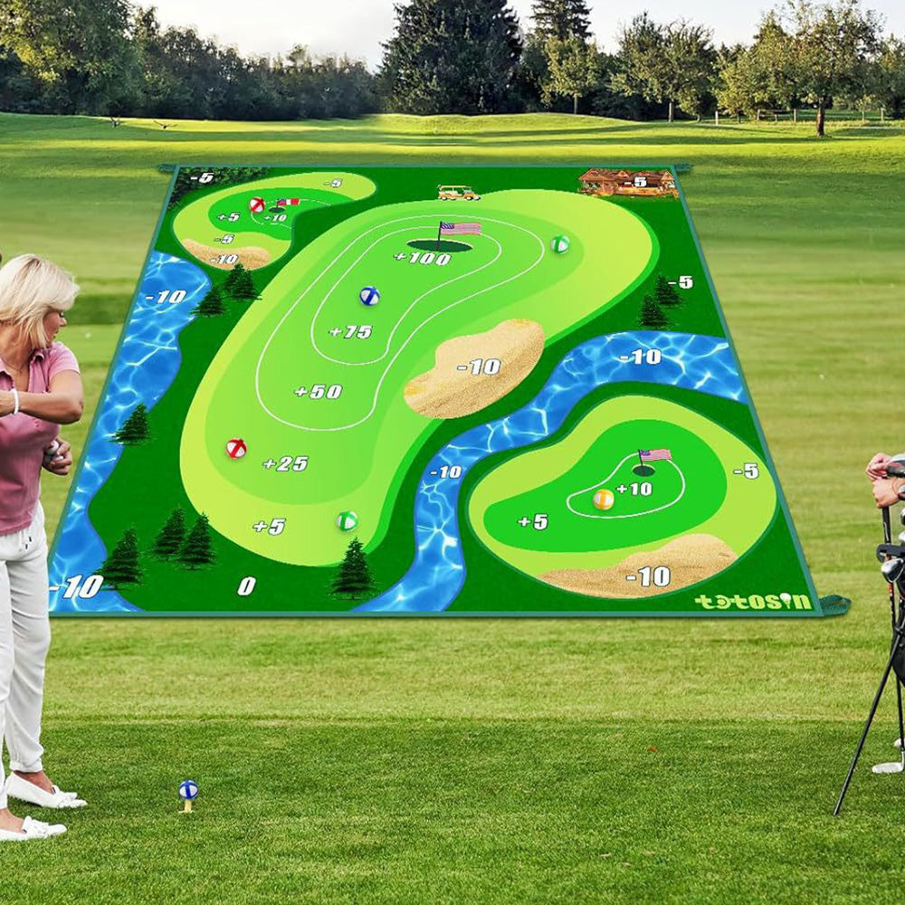 Double-Sided Golf Chipping Practice Mat for Indoor and Outdoor Use