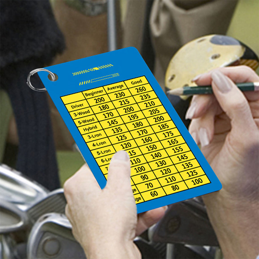 2PCS Golf Club Range Chart Card Golf Club Distance Card Golf Score Cards