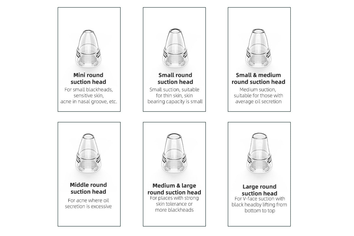 2-In-1 Cold and Heat Compress Blackhead Remover Pore Vacuum Suction Device with 6 Heads 5 Levels