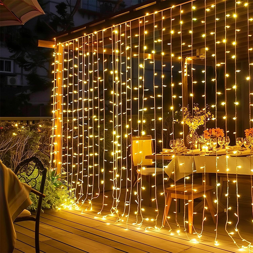 Solar Lights Fairy Curtain Lights Christmas Hanging String Lights for Window Backdrop
