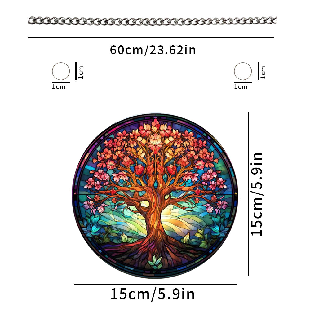 Tree of Life Hanging Decor Panel with Metal Chain