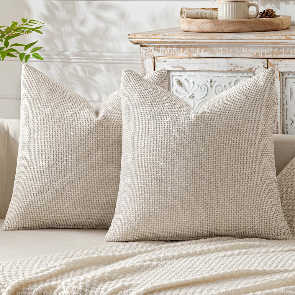 2 Pack Chenille Knit Throw Pillow Covers for Couch Bed