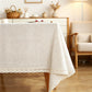 Daisy Floral Lace Tablecloth Poly Cotton Blend for Dining Table Garden Party