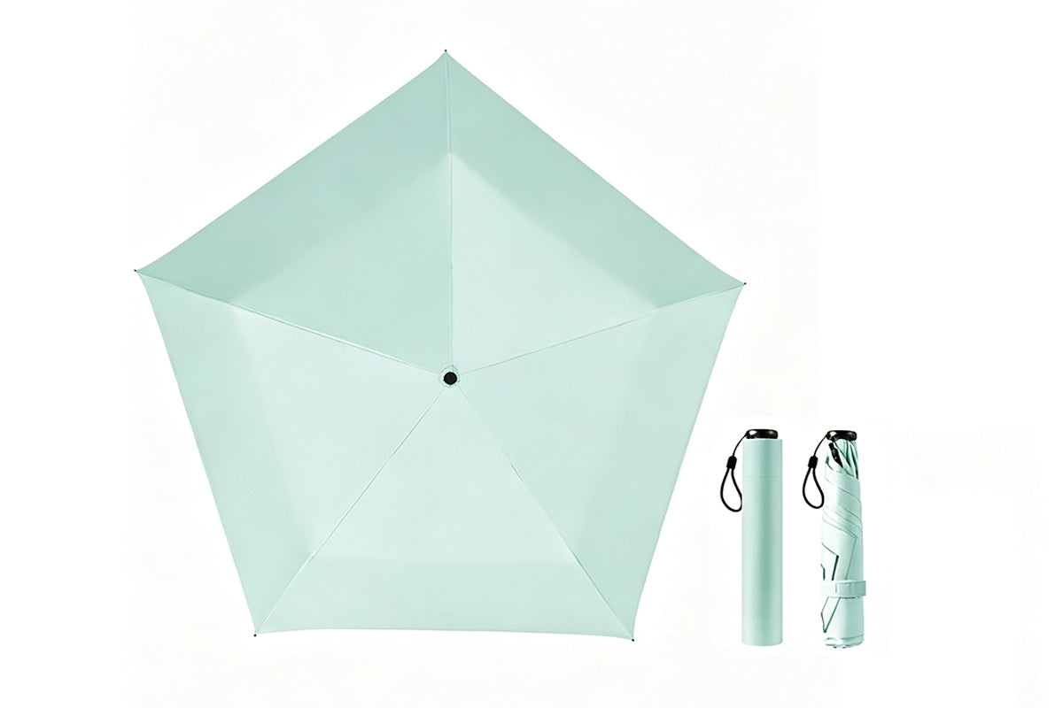 Black Coated Compact Folding Umbrella Lightweight Portable Pocket Umbrella
