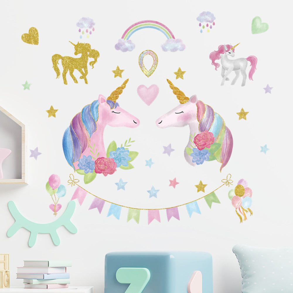 Rainbow Unicorn Wall Stickers Decors for Girls Room