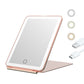 2Pcs Rechargeable Makeup Mirror Portable Vanity Mirror with 3 Light Colors-Black and Pink