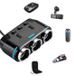 3 Way 12V Car Cigarette Lighter Splitter Dual USB Charger Digital Display