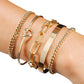 5PCS Gold Multi Layered Bracelets Stackable Gold Bangles Bracelet For Women