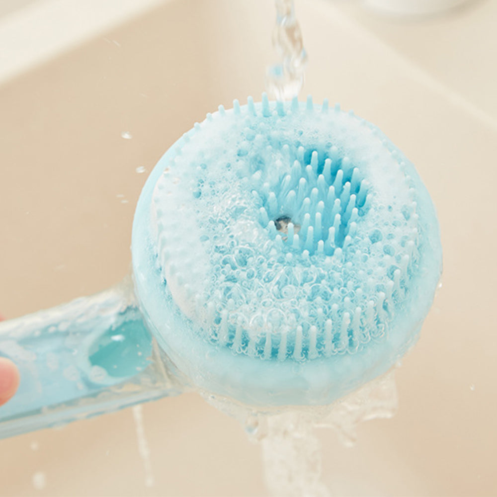 2Pcs Silicone Bath Brush with Long Handle and Shampoo Dispenser Gentle Massage