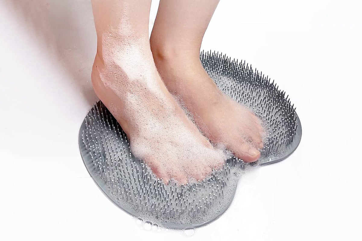 2 Pack Shower Foot Scrubber Mat Back Washer Wall Mounted 2 in 1 Foot Cleaner