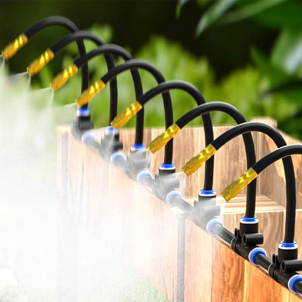 30m 0.6cm 360-Degree Adjustable Copper Nozzle Irrigation Kit for Garden Greenhouse Lawn Patio