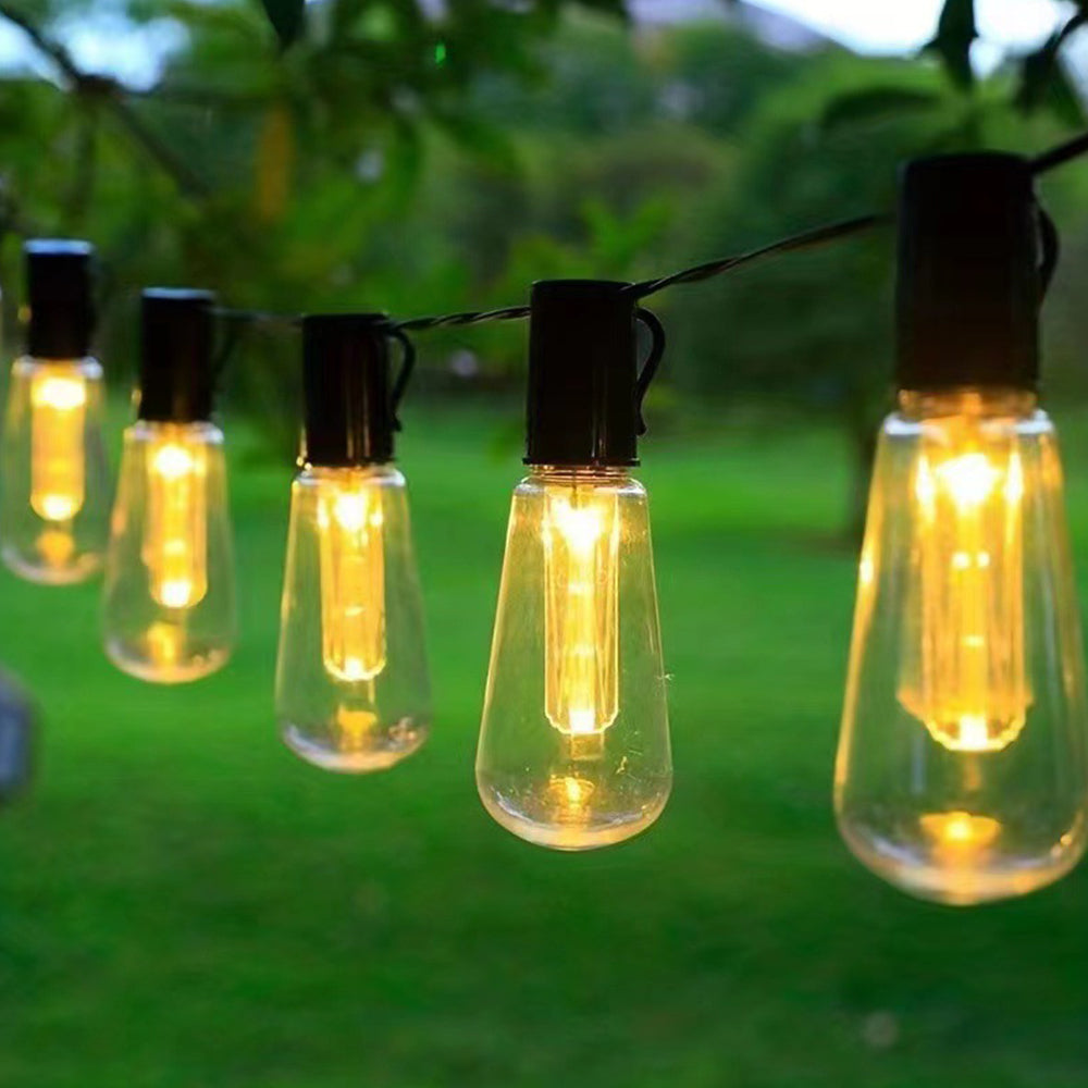 5M Solar Light LED Festoon String Light Outdoor Dimmable Xmas Party Patio Lamp