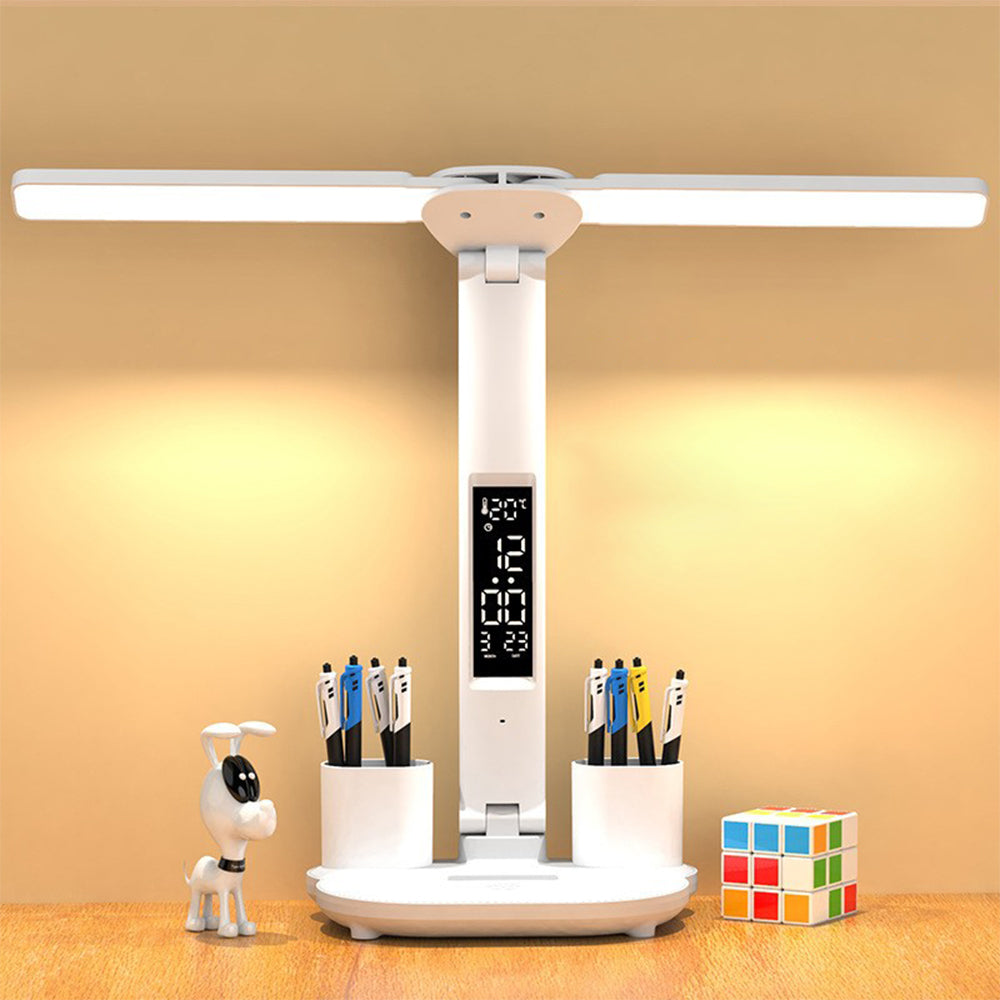 2Pcs USB Rechargeable Touch LED Dimmable Desk Lamp with Pen Container