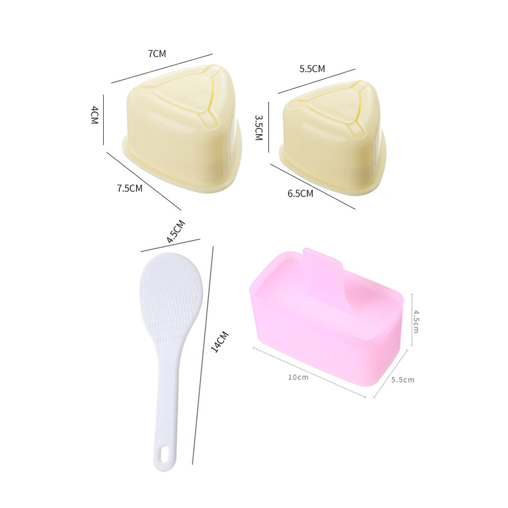 4Pcs Triangle Rectangle Onigiri Molds Musubi Maker Kit with Rice Spoon