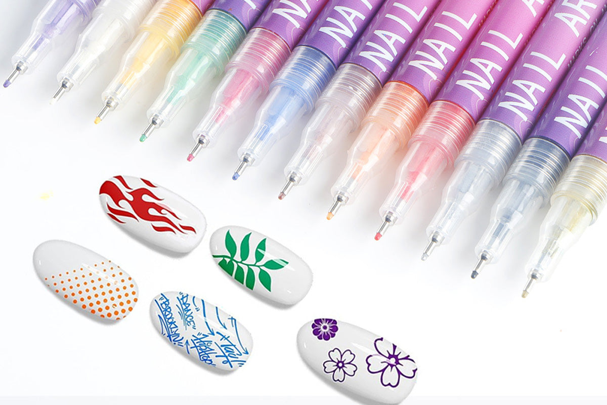 12-Color DIY Nail Art Paint Pen Set Nail Dotting & Drawing Pens for Manicure