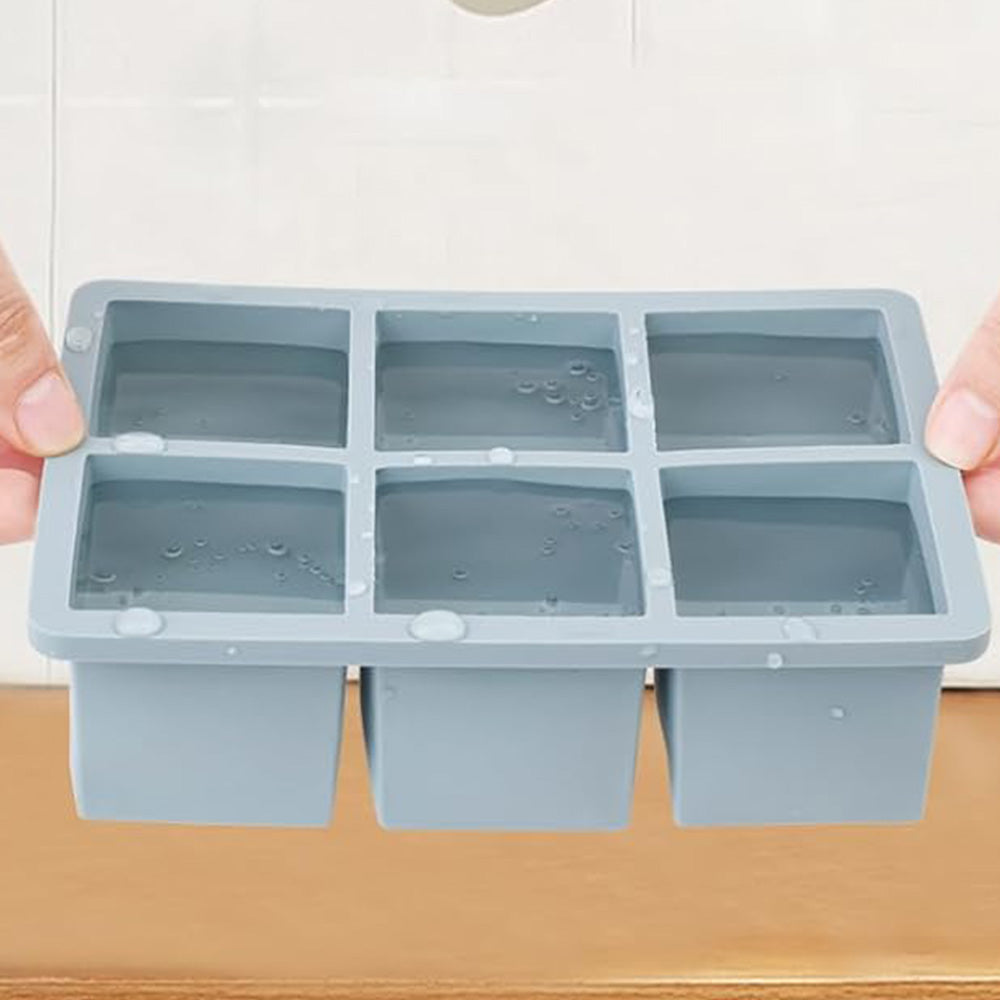 3Pcs Silicone Ice Cube Trays with Lid 6 Cavity Large Square Mold for Whisky Cocktail